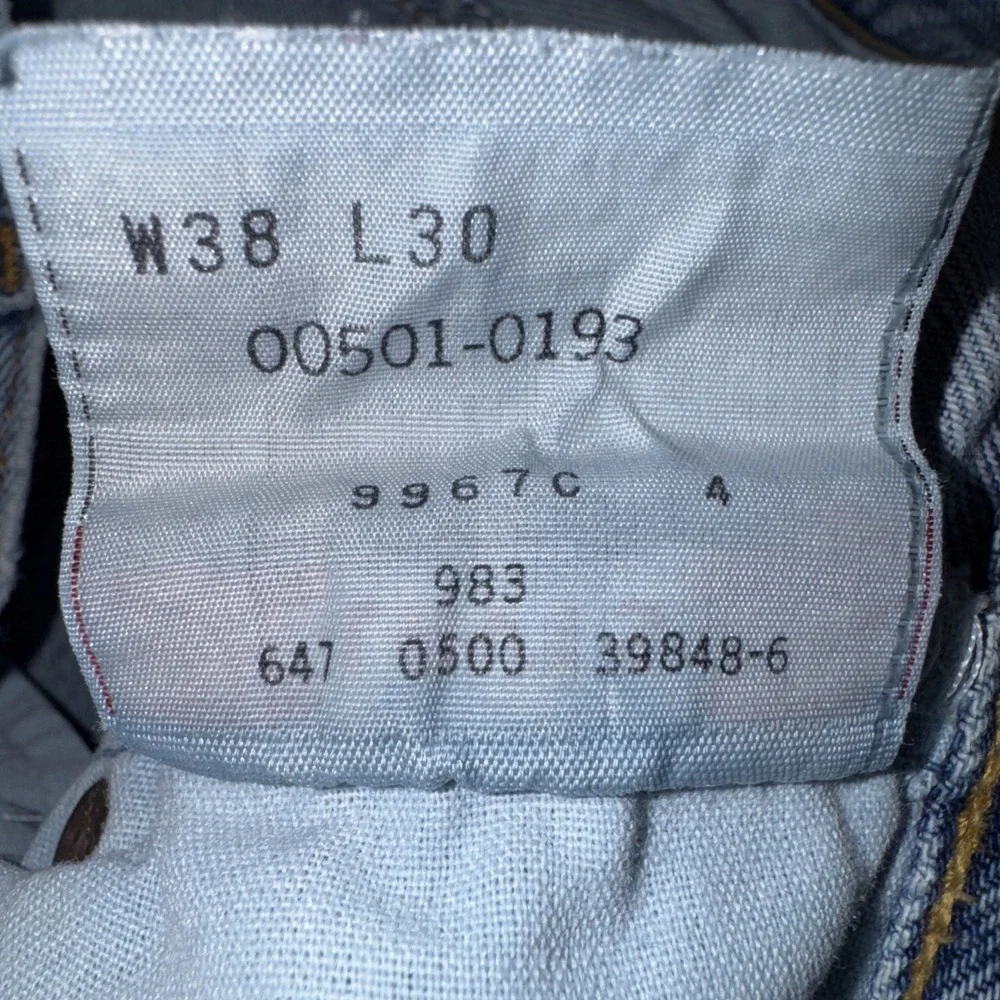 Vintage Y2K 2000 Levis 501 XX Denim Jeans Mens 38 x 30 Button Fly Made In Mexico